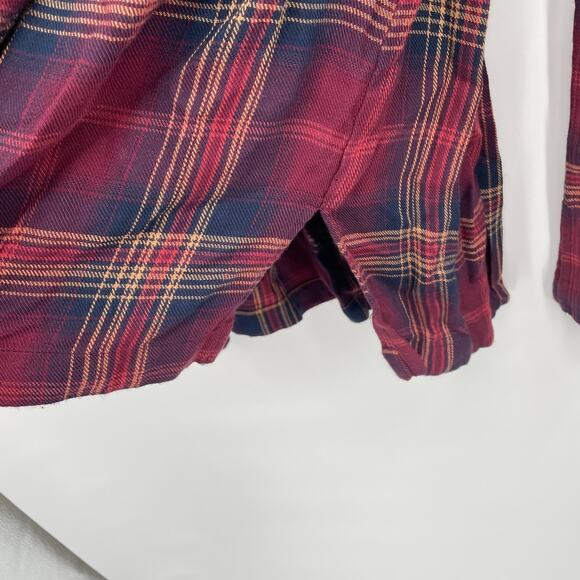 Anthropologie Cloth & Stone Homestead Plaid Off the Shoulder Blouse // S - Picture 8 of 11